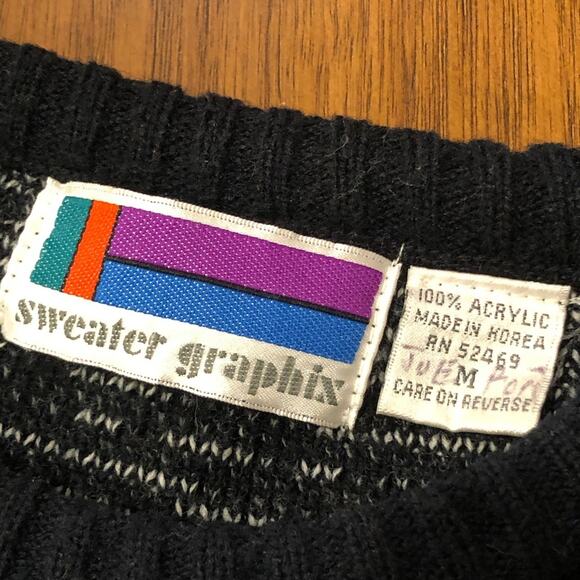 Vintage Sweater Graphix Geometric Blocks Chunky Pullover Sweater Medium - Picture 5 of 5